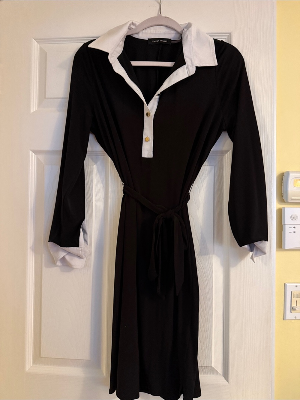 Ivanka Trump Black Dress with White Contrast Collar and Cuffs